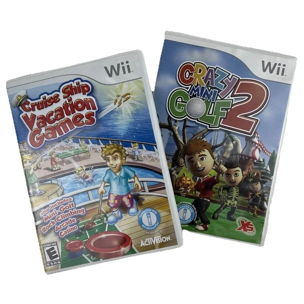 Lot Of 2 Wii Games Crazy Mini Golf 2 & Cruise Ship Vacation Games UNTESTED Games